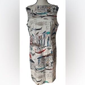Chetta B Venice Graphic Print women’s size 13 Sheath Dress Travel Chic Office
